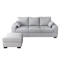 Canapé d'angle en L léger et abordable à trois places, design scandinave moderne, housse amovible et lavable, mobilier de salon