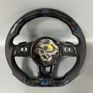 R-Line พวงมาลัยหุ้มหนังคาร์บอนไฟเบอร์ครึ่งเดียวสำหรับ VW Volkswagen POLO Golf <span class=keywords><strong>5</strong></span> 6 7 <span class=keywords><strong>MK</strong></span> 7GTI <span class=keywords><strong>Jetta</strong></span> Tiguan Passat B7 B8 - Product Image 2