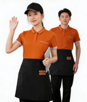 T-shirt personnalisé Touchhealthy en polyester écologique imprimé par transfert thermique pour café-bar, unisexe, avec logo de restaurant, uniforme de polo