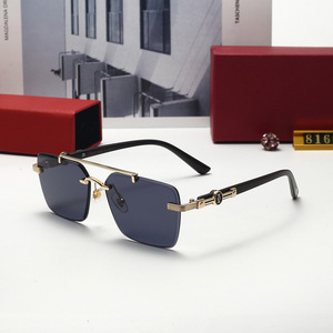 Luxury Designer Sunglasses Metal Frame Women's Fashionable Square Lens PC Material Box Packing - Product Image 1