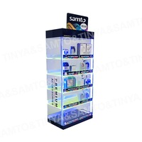 Fabrieks prijs op maat gemaakte LED multi-laagse 5-laags displayrek van acryl voor mobiele telefoon accessoires, oplaadkoppen en oordopjes voor winkels en detailhandel