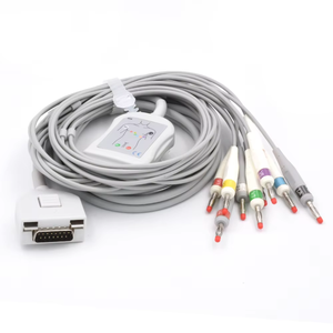 Câble EKG AHA 10 brins banane 4,0 mm 3,4 m ISO compatible Caremed Fukuda <span class=keywords><strong>ME</strong></span> <span class=keywords><strong>KP</strong></span>-500D à connexion directe en TPU, consommable médical - Product Image 4