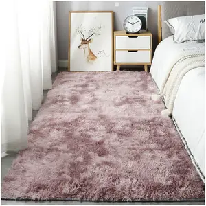 Karpet samping tempat tidur, karpet besar rumah ruang tamu warna solid sederhana anti selip