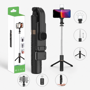 Trípode JC-06S con Textura de Rejilla y Luz LED de Relleno, Palo Selfie Extensible de Acero Inoxidable de 985 mm - Product Image 2