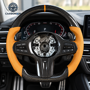 Volant sport personnalisé en fibre de carbone à fond plat chauffant pour Volante G22 430i Led G30 Pre Lci 6gt G32 540i 540 2017 2018 - Product Image 4