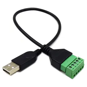Borniers à vis USB 2.0 sans soudure pour câble d'extension, 2.0 A, prise mâle vers 5 broches/voies, câble adaptateur de connecteur