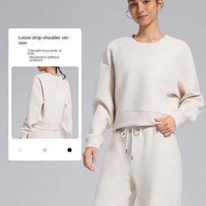Nouveau sweat-shirt sportif à col rond doublé en velours pour femme, idéal pour l'automne et l'hiver, décontracté, pour la course à pied et le fitness, à manches longues - Product Image 2