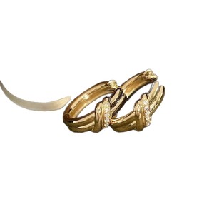 <b>Cuff</b> <b>Earrings</b> Geometric Gold Micro Insert Diamond Pattern Everyday Wear - Product Image 4