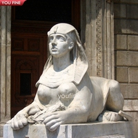Sculpture de Sphinx égyptien antique en marbre sculpté à la main