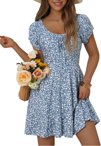 Robe mini polyvalente à imprimé bohème, coupe ajustée, taille haute, sans manches, avec tissu respirant et lavable - Product Image 2