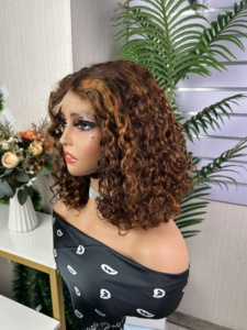 100% Raw Human Hair High Density 5*5 closure water /curly <b>bob</b> <b>wig</b> - Product Image 6