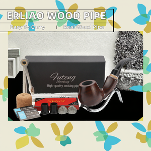 Pipe à fumer en bois filtre vintage Erliao, nouvelle arrivée, haute qualité, portable, en bois massif, fabrication artisanale, technique de laque - Product Image 3