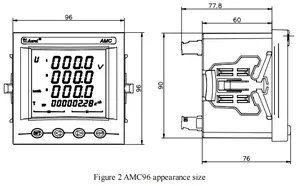 Acrel AMC96L-E4/KC loạt ba giai đoạn AC kỹ thuật số đa chức năng Meter với đầu ra Analog 4-20mA và RS485 thông tin liên lạc