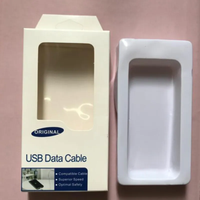 Boîte en papier d'affichage de vente au détail vide recyclable personnalisée pour micro-chargeur, câble de données USB avec fenêtre transparente