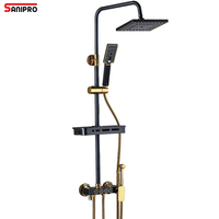 SANIPRO haute qualité robinet de baignoire eau chaude froide mitigeur système robinet mural carré salle de bain noir or ensemble de douche