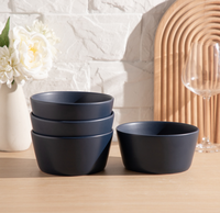 Ensemble de vaisselle en céramique bleu foncé mat, 16 pièces, écologique, durable, réutilisable, style classique, assiettes, bols, tasses, kit de vaisselle, compatible lave-vaisselle