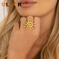 Bague de doigt LUCKYJIU personnalisée en acier inoxydable plaqué or 18 carats, étanche et inaltérable, motif soleil bohème pour femme, usage quotidien