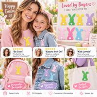 En gros Patch brodé lapin mignon et moelleux, thème Pâques, animal printanier pastel, pour enfants, thermocollant et à coudre