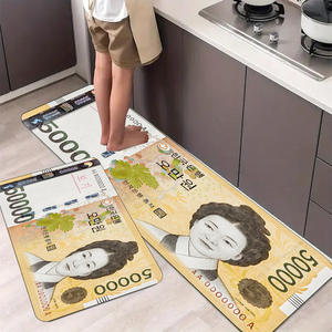 Ensemble de tapis de cuisine en velours cristal imprimé style coréen, rectangulaire, antidérapant, facile à nettoyer, pour la maison et la cuisine - Product Image 4