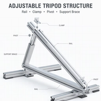 Kit de montage solaire triangulaire en aluminium en forme de U avec supports inclinables réglables pour toits en tôle plats - Fixation sécurisée des panneaux photovoltaïques pour applications résidentielles et commerciales
