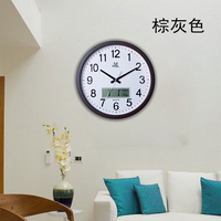 Jam Dinding Kaca Dekoratif Bulat 12 inci Pearl, Jam Dinding Digital LCD Quartz dengan Gerakan Jam Senyap
