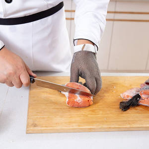 Gants en <span class=keywords><strong>maille</strong></span> d'acier inoxydable <span class=keywords><strong>pour</strong></span> l'écaillage d'huîtres Chef de cuisine Filet de poisson cotte de mailles Gants résistants aux coupures Gants de boucher en métal - Product Image 6
