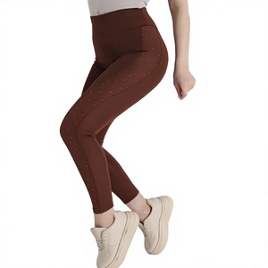 High Waist Breathable Eco-Friendly Yoga <b>Leggings</b> Sheer Panels Mesh Cut-Outs Full Length Spandex Polyester Pants Anti-Bacterial - Product Image 1