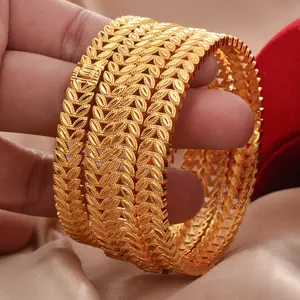 Dubai, venta al por mayor, brazalete de Color dorado, pulsera africana para fiesta de boda, regalo de joyería, brazalete árabe Hawaiano