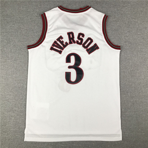 Hot Sales American Retro Basketball Stitched <strong>Jersey</strong> for All Teams White <strong>IVERSON</strong> 3 Adult Man Basketball <strong>Jersey</strong> - Product Image 1
