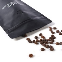 Sacs à café en plastique recyclables avec logo imprimé personnalisé, finition mate noire, avec valve et fermeture éclair à ouverture facile