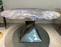 Nouvelle table à manger ronde en FRP avec plateau en marbre artificiel, style artistique, pour restaurant, mobilier de Foshan