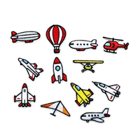 Écussons thermocollants en toile brodés en 3D certifiés CE, motifs avion et hélicoptère, badges d'aviation personnalisés pour chapeaux et projets DIY, vente en gros