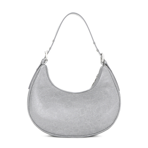Bolso Bandolera Ligero de Moda 2025, Color Gris Vintage, Hecho con Cuero Vegano Suave, con una Elegante Forma de Luna - Product Image 4