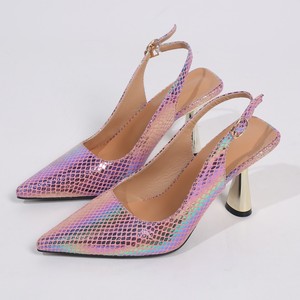 Sandalias de Tacón Medio con Punta Puntiaguda y Brillantina, con Cierre de Hebilla, Zapatos de Moda para Mujer - Product Image 1
