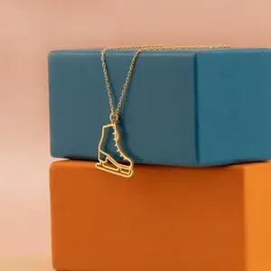 New Stock Arrival Ice Skating Boots Necklace Jewelry 316l Stainless Steel 18k Gold Plated Sports Necklace Pendant Gift For Her