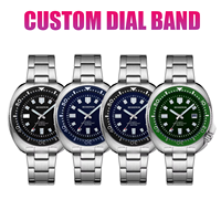 Montre de plongée pour homme OEM, mouvement à quartz 43 mm, boîtier en alliage, bracelet en acier inoxydable, date automatique, étanche, cadran vert lumineux