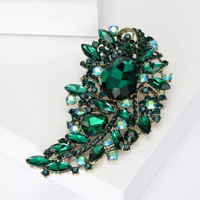 Broche en cristal baroque à ailes courbées, multicolore, grande broche en forme d'aile bouclée avec strass, accessoire de bijoux pour femmes, pour costume, manteau, fête