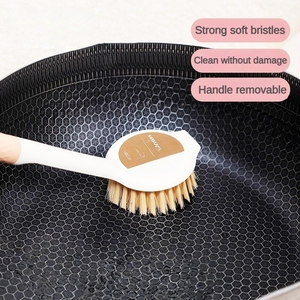 <span class=keywords><strong>Brosse</strong></span> à récurer à poils durs haute densité pour élimination puissante des taches, résistante à l'huile, avec long manche, pour usage en cuisine - Product Image 2