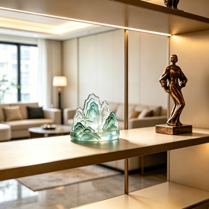 Ornamento Paesaggistico in Resina Verde Trasparente Stratificata con <span class=keywords><strong>Vista</strong></span> sul <span class=keywords><strong>Lago</strong></span> e Alberi, Adatto Come Decorazione per la Casa e Regalo - Product Image 5