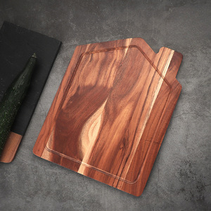Planche à découper en bois d'acacia rectangulaire avec canal de drainage pour légumes, fruits et viande - Product Image 1