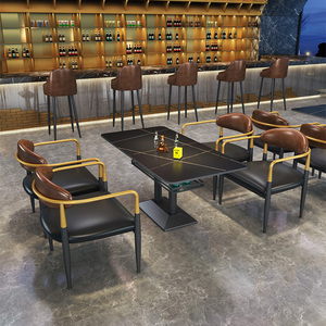 Sang trọng hiện đại kết hợp màu sắc thanh sofa Booth Set hộp đêm Cocktail phòng VIP phòng tiếp tân kim loại bàn ghế đồ nội thất - Product Image 4