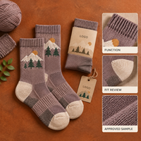 Chaussettes d'extérieur en laine mérinos et fibre écologique, couleur prune taupe, en laine et nylon, tricotées avec contrôle de la maille, talon et bout renforcés, entretien facile, taille personnalisée