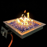 Kit de foyer à gaz carré en acier inoxydable de 40,5 cm à double cuve pour foyer extérieur et cheminée.