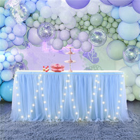Jupe de table en tulle à volants pour décoration de table de mariage, d'anniversaire, de gâteau, d'hôtel, de banquet, avec effet lumineux, personnalisable, vente en gros