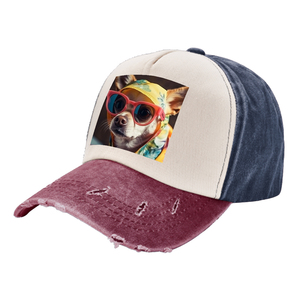 Imagen personalizada lavada estilo vaquero gorra de béisbol ala curva Logotipo de goma tela sublimada para la moda americana Formal de negocios Dobby pequeño - Product Image 1