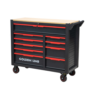 Boîte à outils en fer robuste de 258 pièces, à dix tiroirs, verrouillable, en acier rouge avec dessus en bois, chariot à outils personnalisable pour atelier de réparation automobile OEM GL40 - Product Image 5