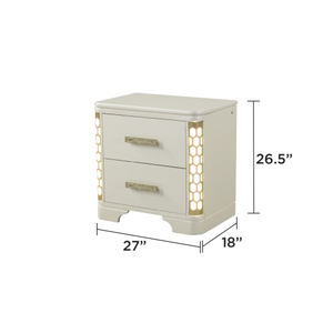 Ensemble de chambre à coucher moderne en bois classique 5 pièces avec lit king-size et table de chevet - Product Image 3