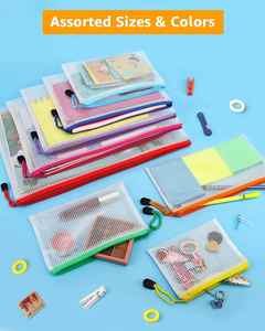Organisateur de papeterie portable en PVC imperméable pour bureau et étudiants, pochette à fermeture éclair transparente A4 personnalisée, sac en maille PP, pochette pour documents - Product Image 2