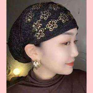Casquette Diamantée Design Fleur de Prunier 2022, Chapeau du Xinjiang, Nouveau Foulard Musulman, Hijab Facile, Casquette à Double Élastique - Product Image 4
