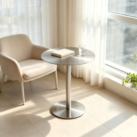 Table à piétement rond en acier brossé, base de table d'appoint en métal à colonne unique pour café, salon, maison, balcon